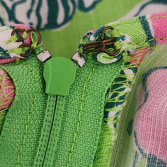 Lilly Pulitzer Retro Butterfly Shift Dress Pink + Green Lace Trim Sleeveless 8 - Picture 10 of 15